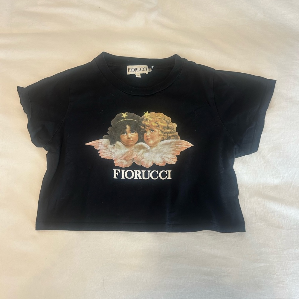 fiorucci black cherub graphic short sleeve tee